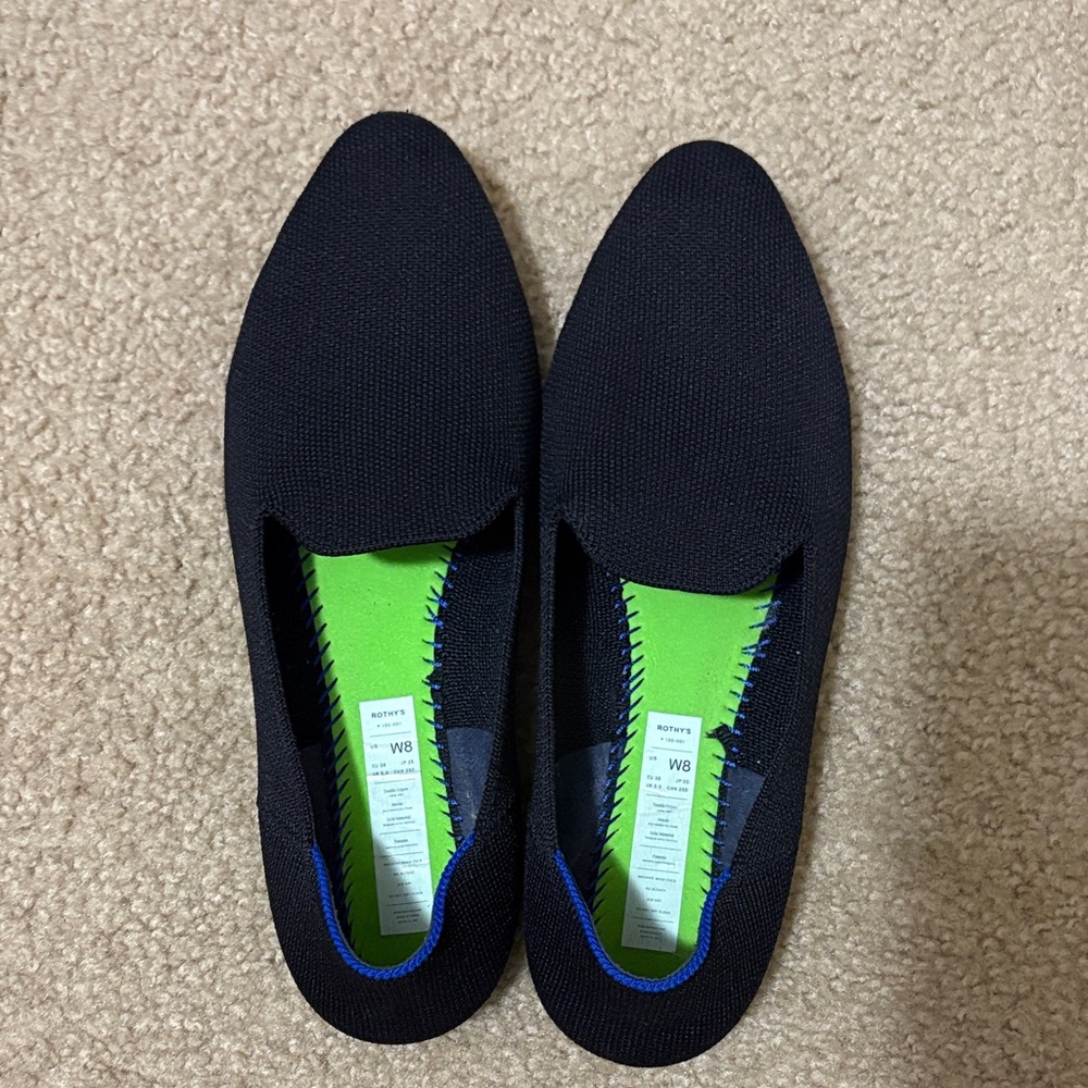 Rothy’s black slip on loafers
